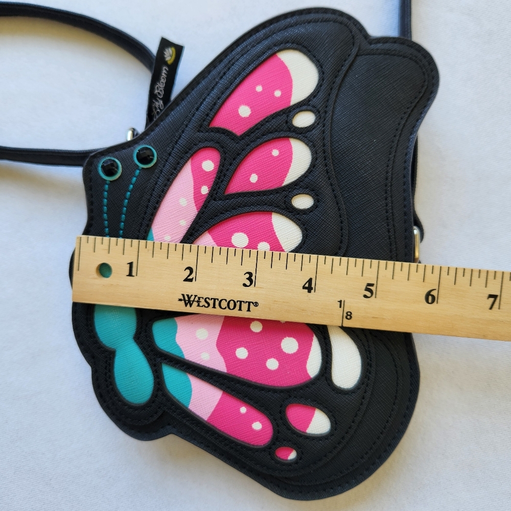 Butterfly Lily Bloom Flutter Butter Crossbody Bag Black Pink Blue Cute Fairy - Picture 14 of 16